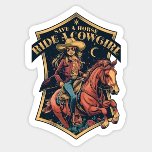 Save a Horse Ride a Cowgirl Sticker